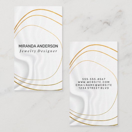 金芸術的箔ルクス |絹織物の背景 名刺 (正面/裏面)