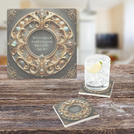 金華美属と宝石のカスタマイズ可能な聖句 ストーンコースター