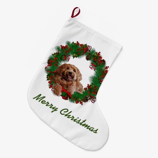 金落書きのクリスマスのストッキング ラージクリスマスストッキング (正面 (吊り時))