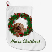 金落書きのクリスマスのストッキング ラージクリスマスストッキング (正面)