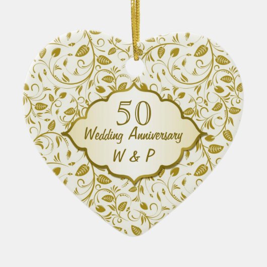 金葉第50の結婚記念日 セラミックオーナメント (正面)