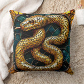 金蛇ステンドグラス クッション (ブランケット)