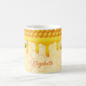 金蜂ハニカムパターンハチミツ滴名 コーヒーマグカップ (中央)