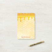 金蜂ハニカムパターンハチミツ滴名 ポストイット (デスク上)