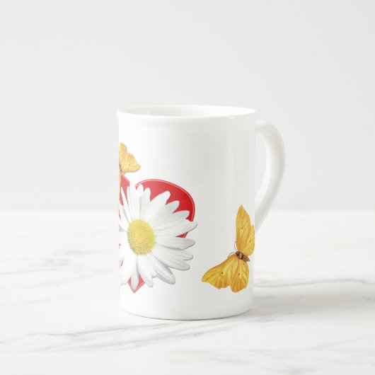 金蝶デイジーのハート ボーンチャイナマグカップ (正面右)