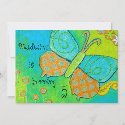 金蝶誕生日の招待状 招待状 (正面)