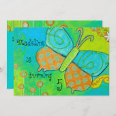 金蝶誕生日の招待状 招待状 (正面/裏面)