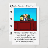 金融おもしろいユーモアのクリスマスパーティの招待状 招待状 (正面/裏面)