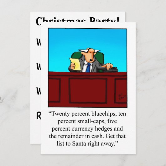 金融おもしろいユーモアのクリスマスパーティの招待状 招待状 (正面/裏面)