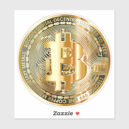 金融の未来 – Golden Bitcoin Cryptocurrency シール (シート)