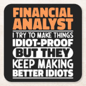 金融アナリストのユーモア名言集 スクエアペーパーコースター (正面)
