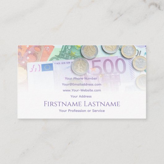 金融エレガント専門家のマネー名刺 名刺 (裏面)