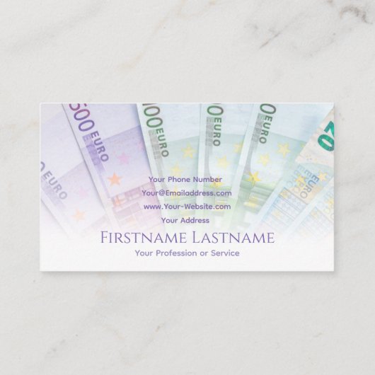 金融エレガント専門家のマネー名刺 名刺 (裏面)