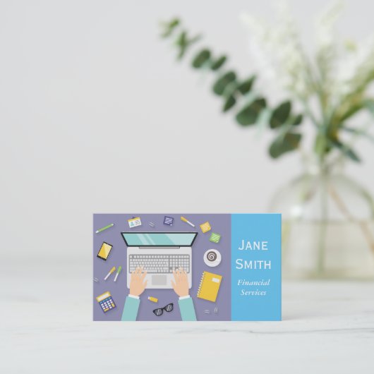 金融サービス、ブローカー、ファイナンシャルプランナー 名刺 (スタンド正面)