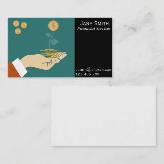 金融サービス、仲介商、ファイナンシャルプランナー 名刺 (正面/裏面)