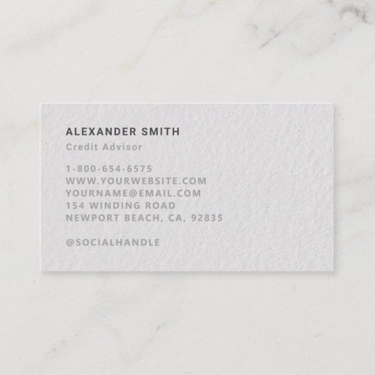 金融フェイクエンボスモダンプロフェッショナルミニマル 名刺 (裏面)