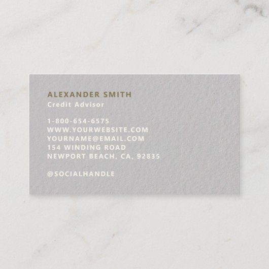 金融フェイクエンボス金ゴールドモダンプロフェッショナル 名刺 (裏面)