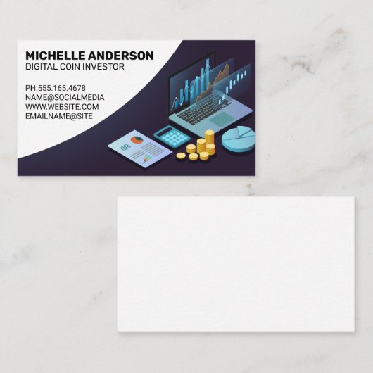 金融技術ツールとグラフ 名刺 (正面/裏面)