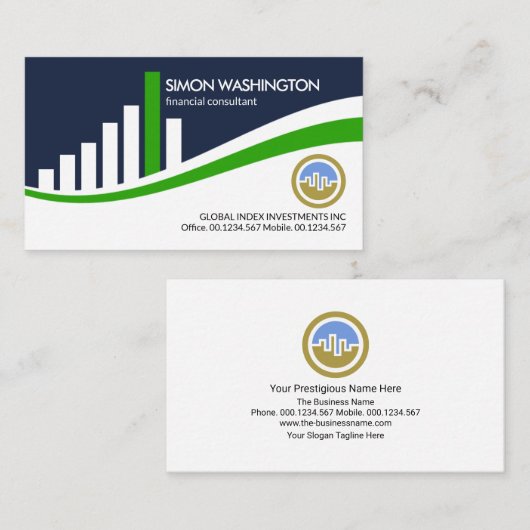 金融指数株式取引グラフマネーマーケット 名刺 (正面/裏面)