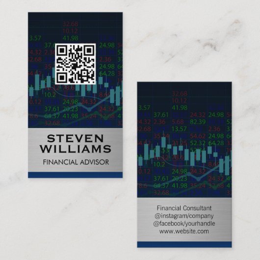 金融株価チャート | QRラベルスキャン 名刺 (正面/裏面)