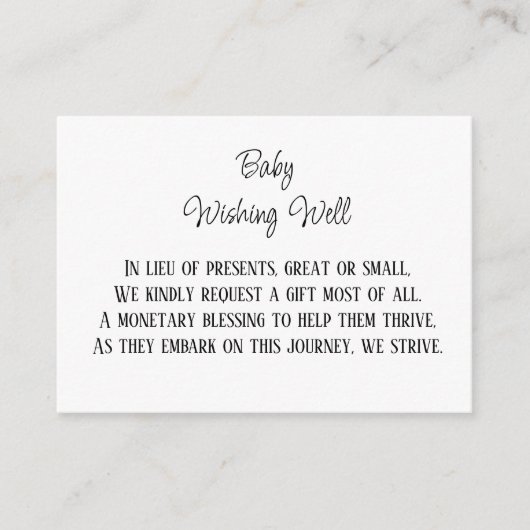 金融貢献を望むミニマルベビー エンクロージャーカード (正面)
