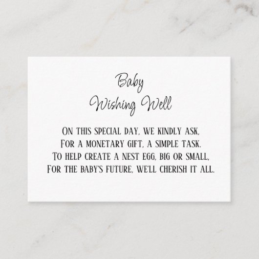 金融貢献を望むミニマルベビー エンクロージャーカード (正面)