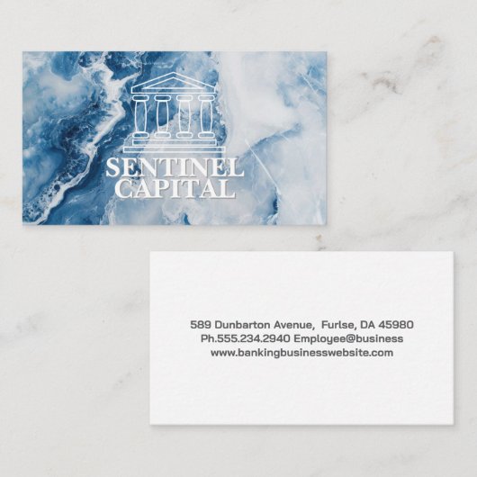 金融銀行 | 大理石（青） 名刺 (正面/裏面)