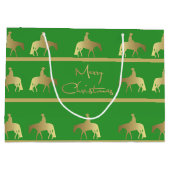 金西部の喜びの馬の緑のクリスマス ラージペーパーバッグ (裏面)