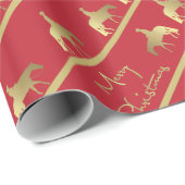 金西部の喜びの馬の赤のクリスマス ラッピングペーパー (ロールコーナー)