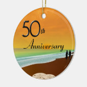 金記念日のビーチのテーマ セラミックオーナメント (左)