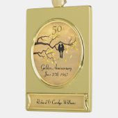 金記念日愛鳥 ゴールドプレートバナーオーナメント (左)