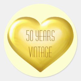 金記念日50年のヴィンテージの金ゴールドのハートの ラウンドシール