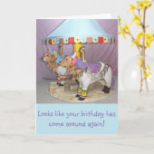 金誕生日の回転木馬 カード (黄色い花)