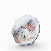 金賛美箔効果ベビーパーソナライズされた フォトブロック (左)