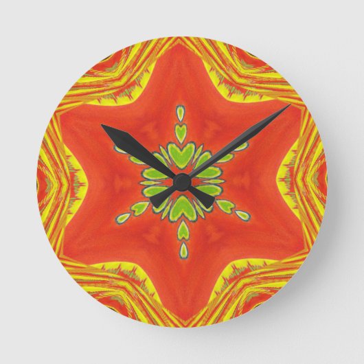 金赤いアフリカの伝統的な色 ラウンド壁時計 (正面)