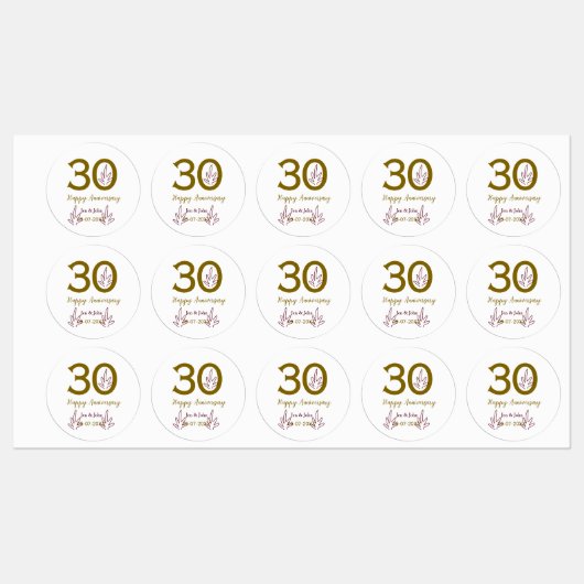 金赤葉の30周年記念 名前入り ラベル (シート)