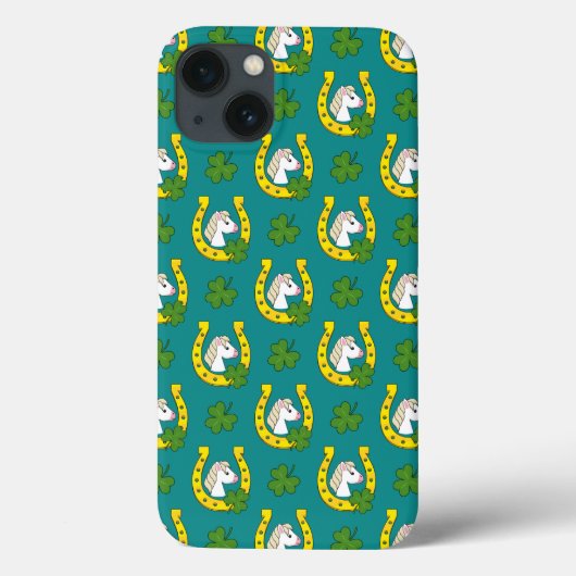 金蹄鉄と白馬、シャムロック模様 Case-Mate iPhoneケース (裏面)