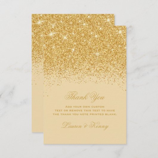 金輝きのグリッターのサンキューカード サンキューカード (正面/裏面)