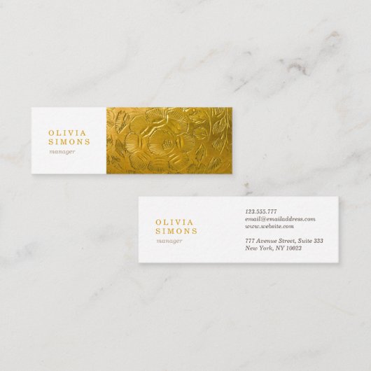 金金属のプリントが付いている名刺 スキニー名刺 (正面/裏面)