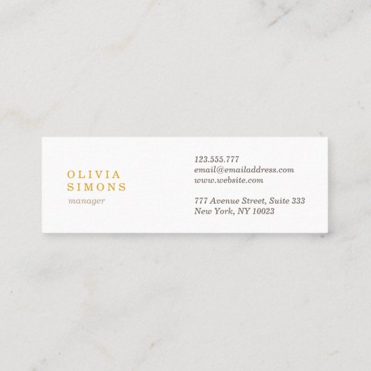 金金属のプリントが付いている名刺 スキニー名刺 (裏面)