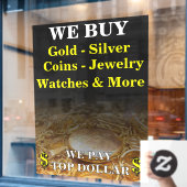 金銀コイン・ジュエリー買取ショップ巨大 ウィンドウサイン (カフェ窓)