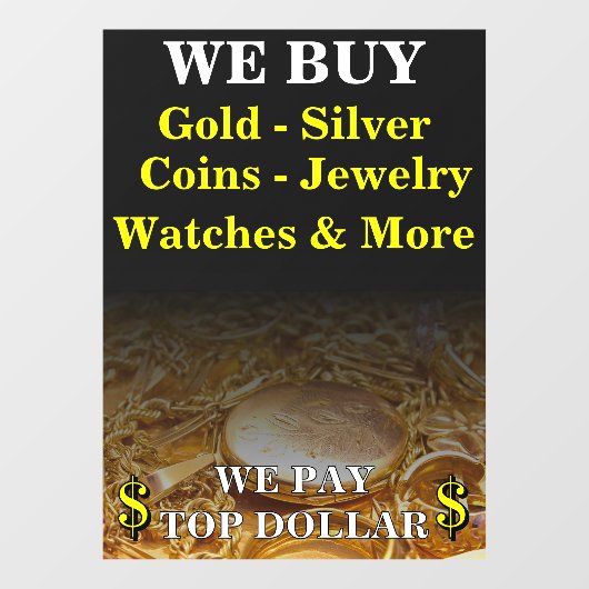 金銀コイン・ジュエリー買取ショップ巨大 ウィンドウサイン (シート)