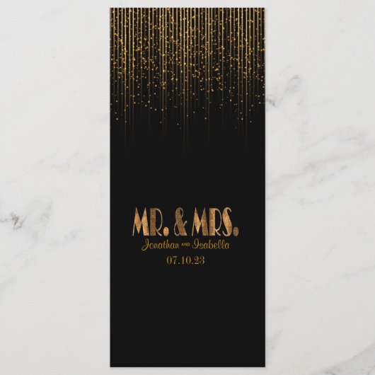 金銅の星のシャワーの結婚式プログラム プログラム (正面)