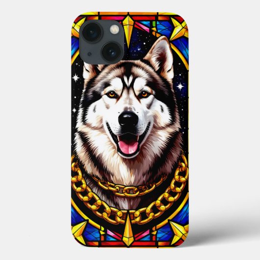 金鎖を付けた堂々たるハスキーの肖像画 Case-Mate iPhoneケース (裏面)
