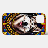 金鎖を付けた堂々たるハスキーの肖像画 Case-Mate iPhoneケース (裏面 (横))