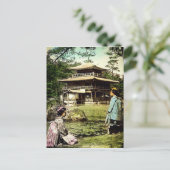 金閣寺でポーズをとる芸者|過去記事 ポストカード (スタンド正面)