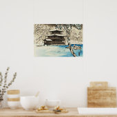 金閣寺三木翠山美術の雪日本の雪 ポスター (キッチン)