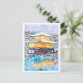 金閣寺日本旅行水彩画 ポストカード (スタンド正面)
