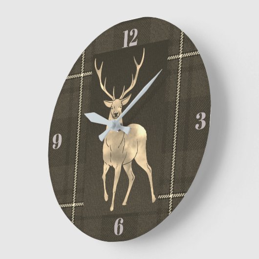 金雄鹿の格子縞 ラージ壁時計 (傾斜)