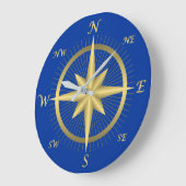 金青コンパスバラデザイン ラージ壁時計 (傾斜)